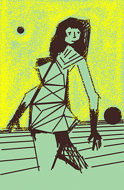 Jeune femme marchant dans un paysage
